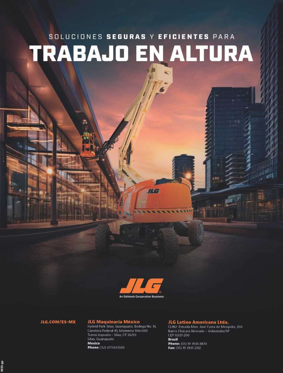 Soluciones Seguras y Eficientes. Nueva plataforma elevadora tipo brazo autonivelante. Mejorada por su innovadora capacidad de trabajo en pendientes de 10 grados, a una altura maxima de 20.4 m.