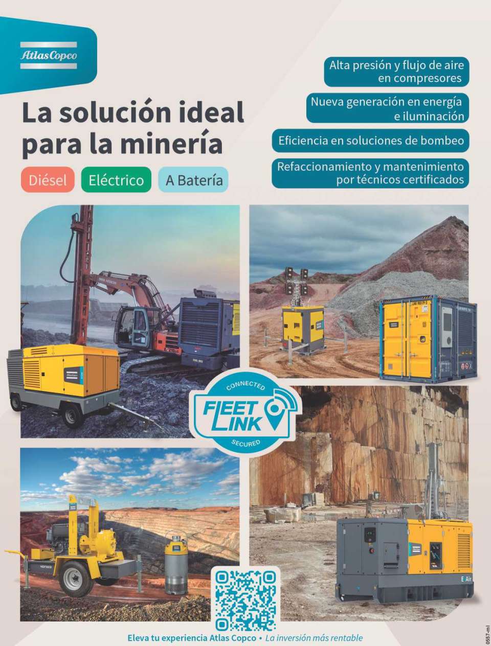 La solucion ideal para la mineria: Diesel, Electrico, A Bateria. Alta presion y flujo de aire en compresores. Nueva generacion en energia e iluminacion. Eficiencia en soluciones de bombeo.