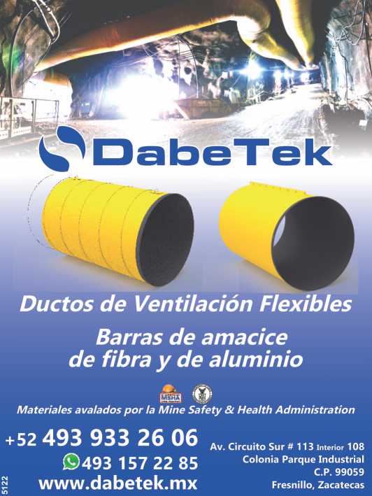 Ductos de Ventilacion Flexibles Barras de amacice de fibra y de aluminio Materiales avalados por la Mine Safety & Health Administration
