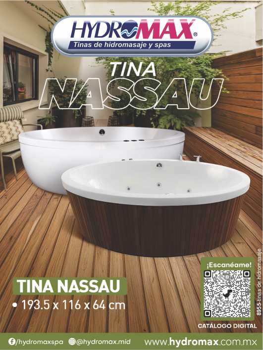 Tinas de Hidromasaje y Spas. Diseños de lujo, ingenieria de por vida. Tina Nassau, Harmony y Selma. 5 años de Garantia.